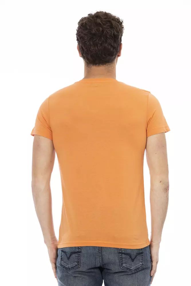 Trussardi Action Orange V-Neck Tee with Front Print