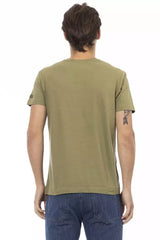 Trussardi Action Elegant V-Neck Tee with Chic Front Print