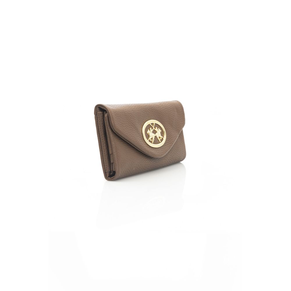 La Martina Elegant Brown Leather Wallet with Flap Closure
