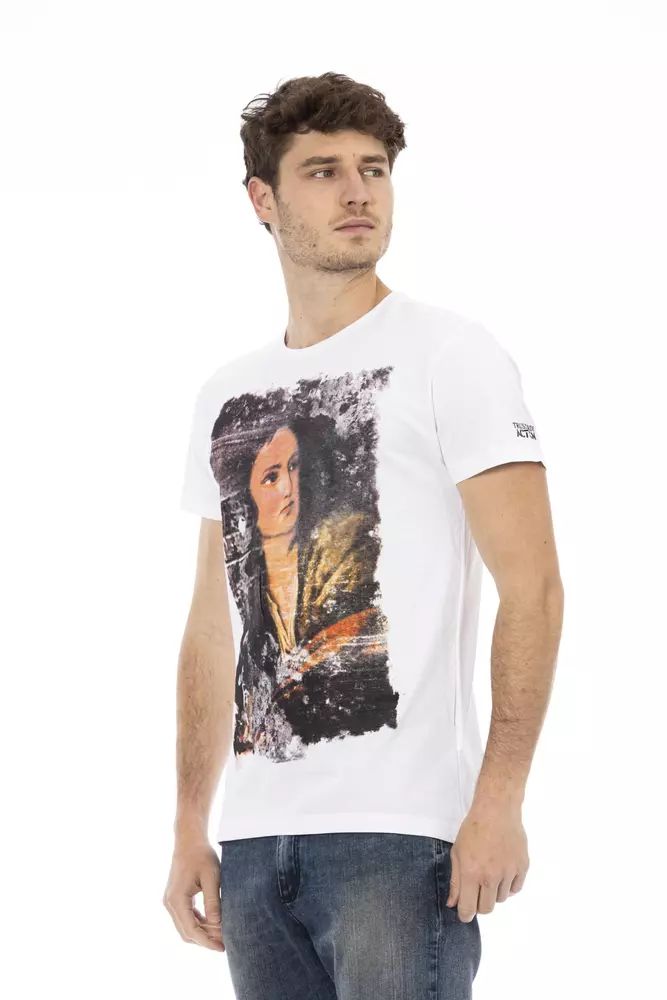 Trussardi Action Elegant White Casual Tee with Front Print