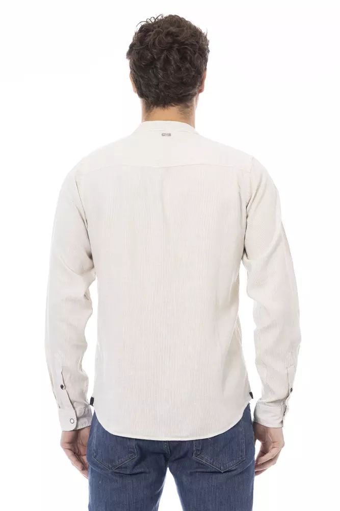 Baldinini Trend Chic Mandarin Collar White Shirt for Men