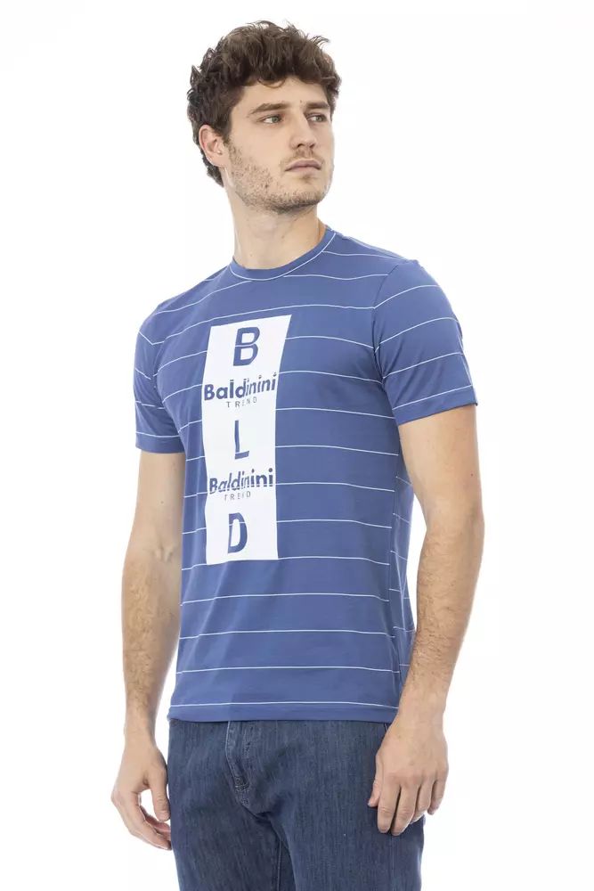 Baldinini Trend Chic Blue Cotton Tee with Front Print