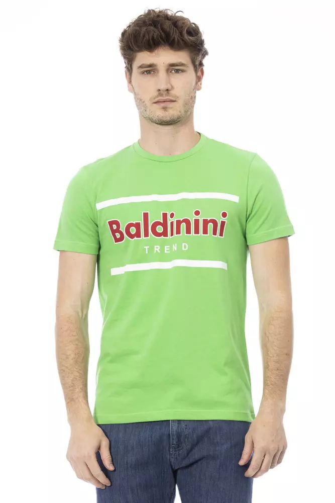 Baldinini Trend Emerald Cotton Tee with Signature Print