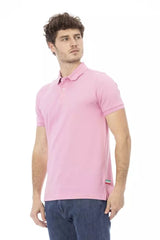 Baldinini Trend Chic Pink Cotton Polo with Elegant Embroidery