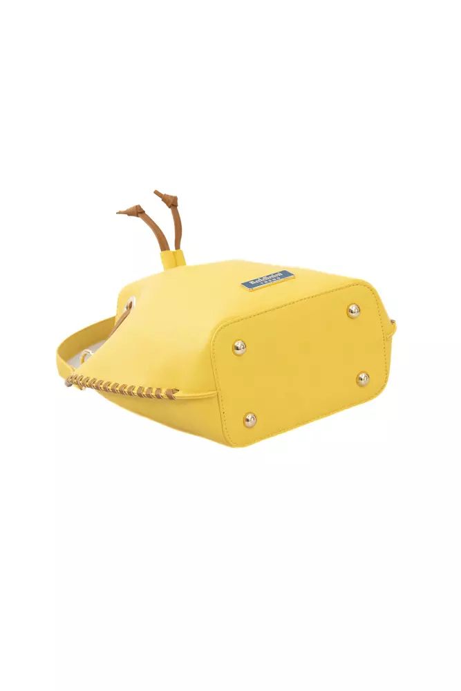 Baldinini Trend Golden Detail Yellow Shoulder Bag