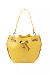 Baldinini Trend Golden Detail Yellow Shoulder Bag