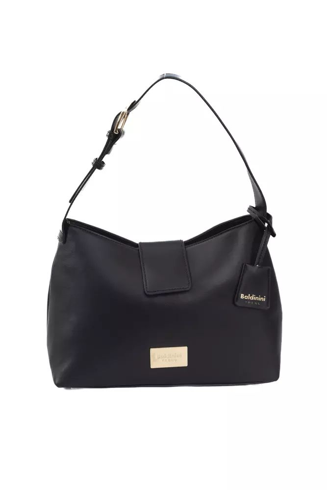 Baldinini Trend Chic Black Golden-Detailed Designer Handbag