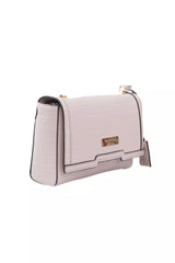 Baldinini Trend Elegant Pink Shoulder Flap Bag with Golden Accents