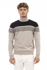 Alpha Studio Beige Mock Neck Luxury Sweater