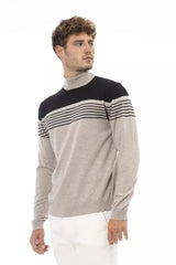 Alpha Studio Beige Mock Neck Luxury Sweater