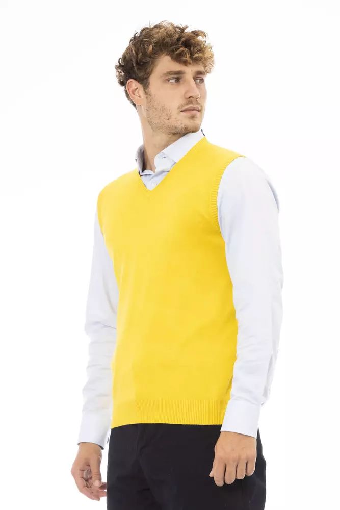 Alpha Studio Sleek V-Neckline Yellow Vest