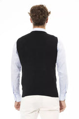 Alpha Studio Elegant V-Neck Vest in Fine Rib Knit