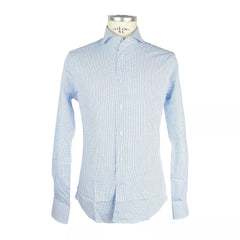 Made in Italy Elegant White & Blue Checked Milano Shirt