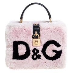 Dolce & Gabbana Top Handle Light Pink Fur Handbag