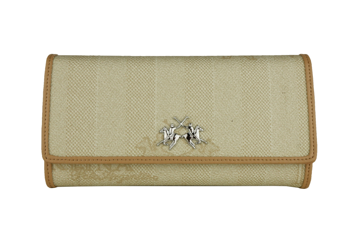 La Martina Wallet Beige with Silver Logo