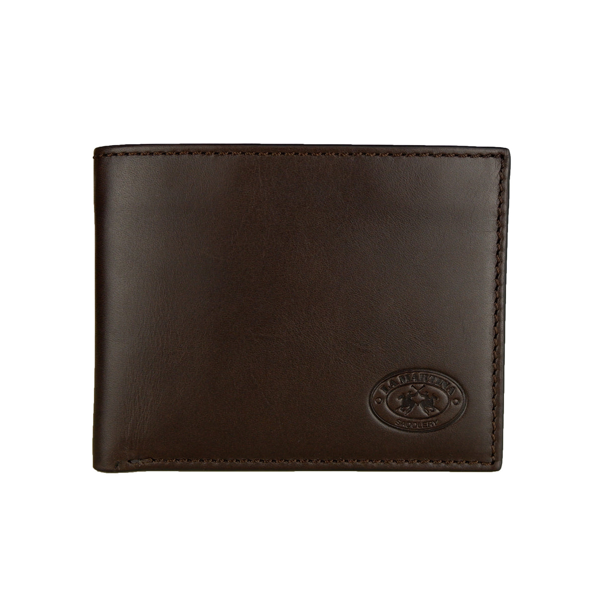 La Martina Men's Wallet -Dark Brown Leather with Logo
