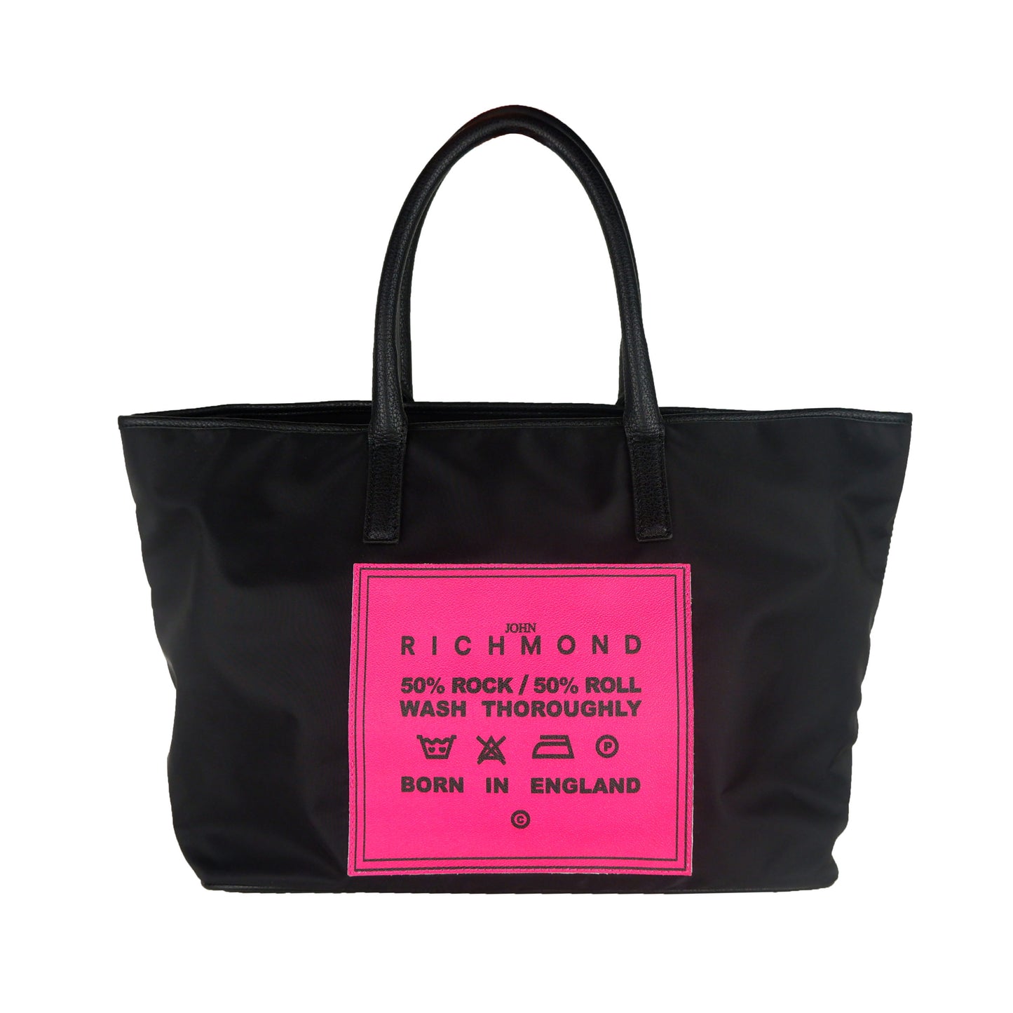 Black Leather & Polyamide Shopping Shoulder Bag