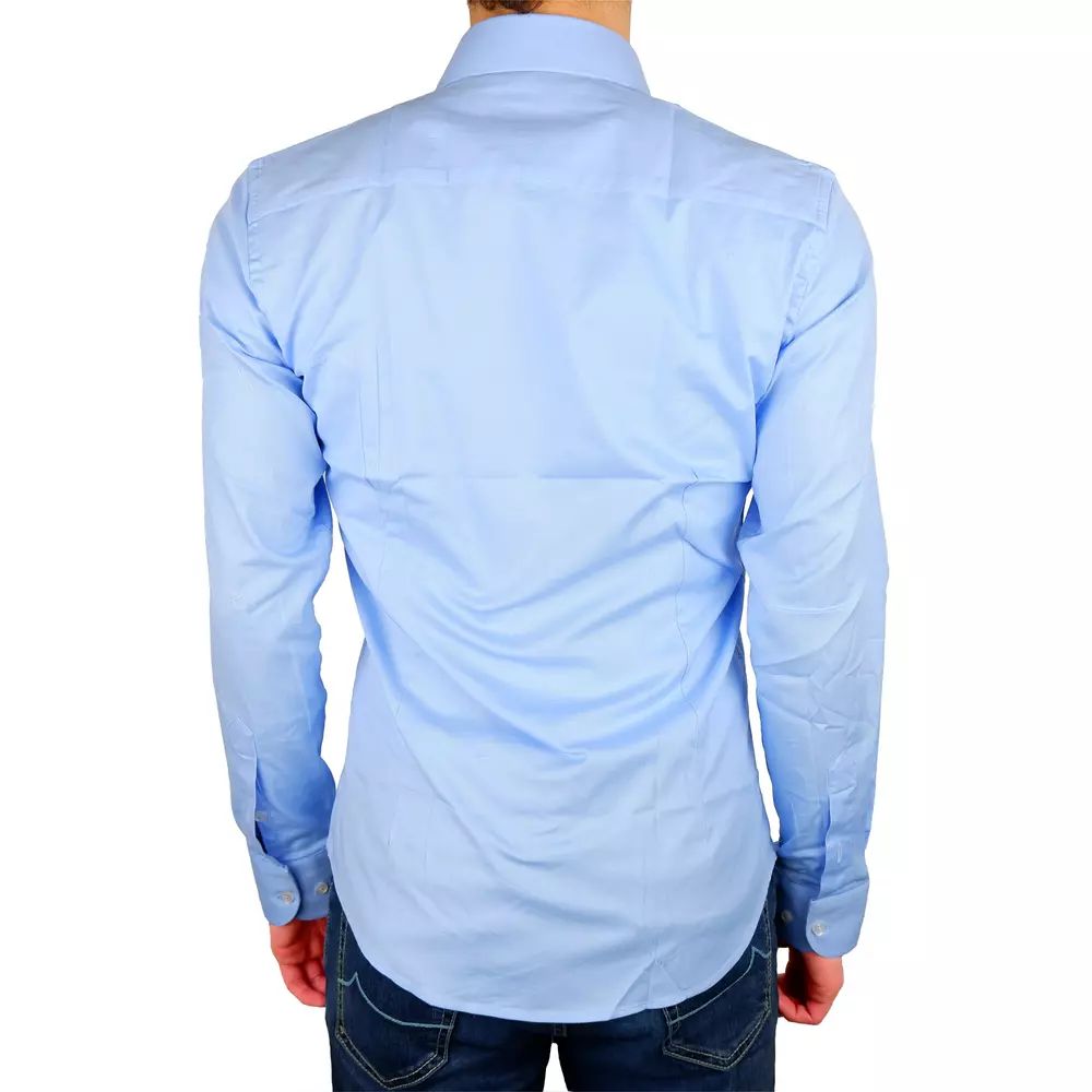 Made in Italy Elegant Milano Light Blue Gabardin Shirt