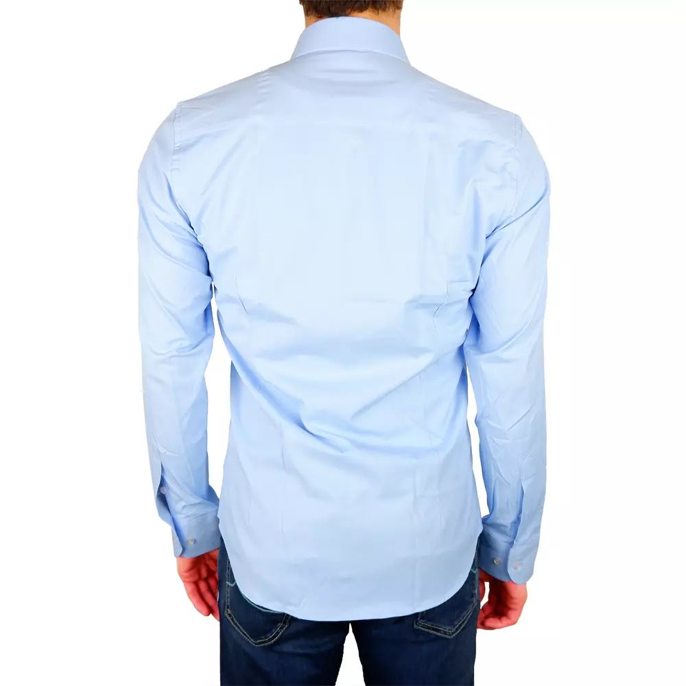 Made in Italy Elegant Light Blue Satin Milano Shirt
