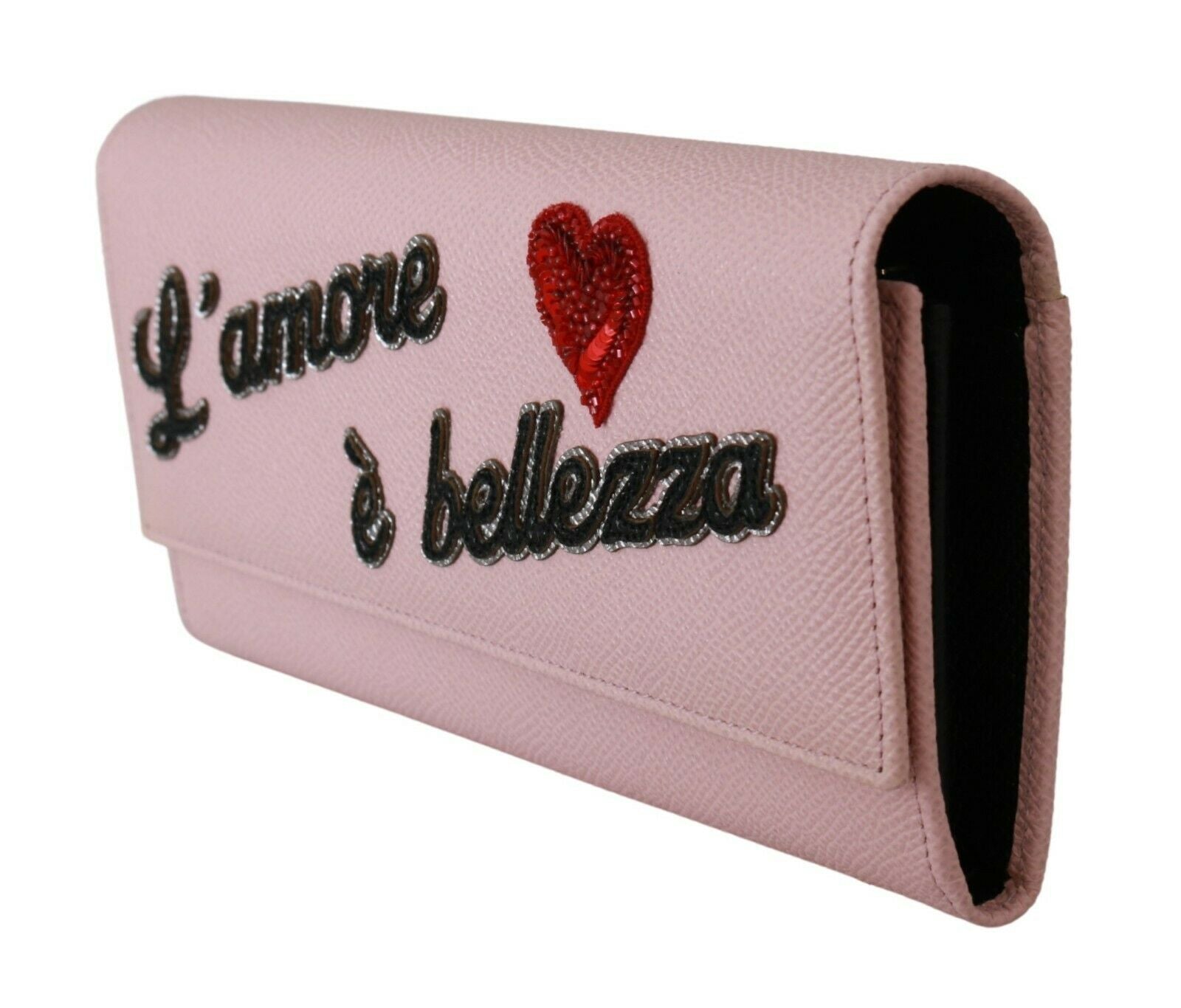 Pink Leather L'amore Bifold Continental Clutch Wallet
