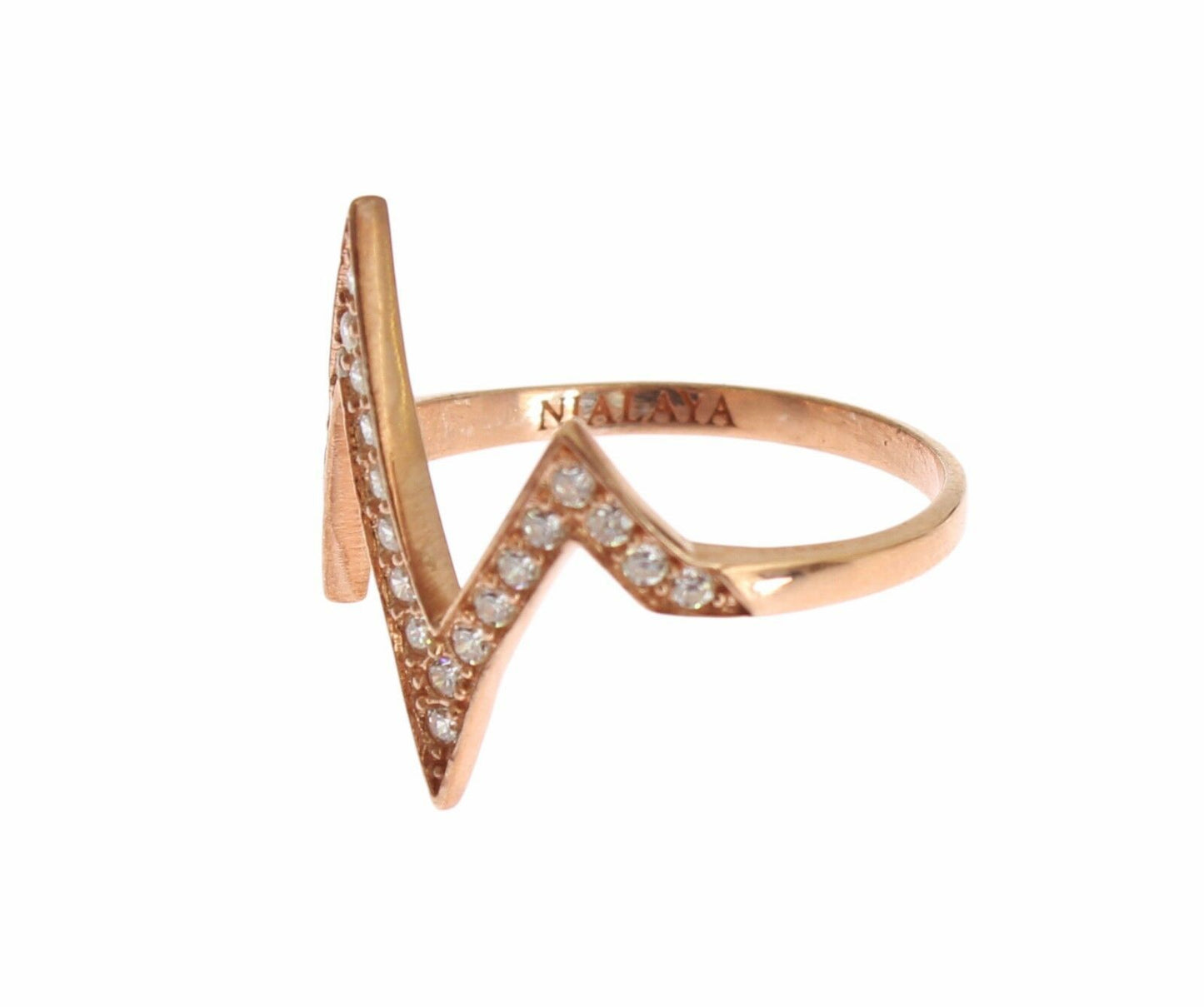 Nialaya Pink Gold 925 Silver Womens Clear Ring