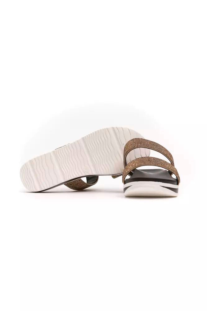 Péché Originel Beige Dual-Strap Rhinestone Sandals