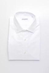 Robert Friedman Elegant White Cotton Slim Collar Shirt