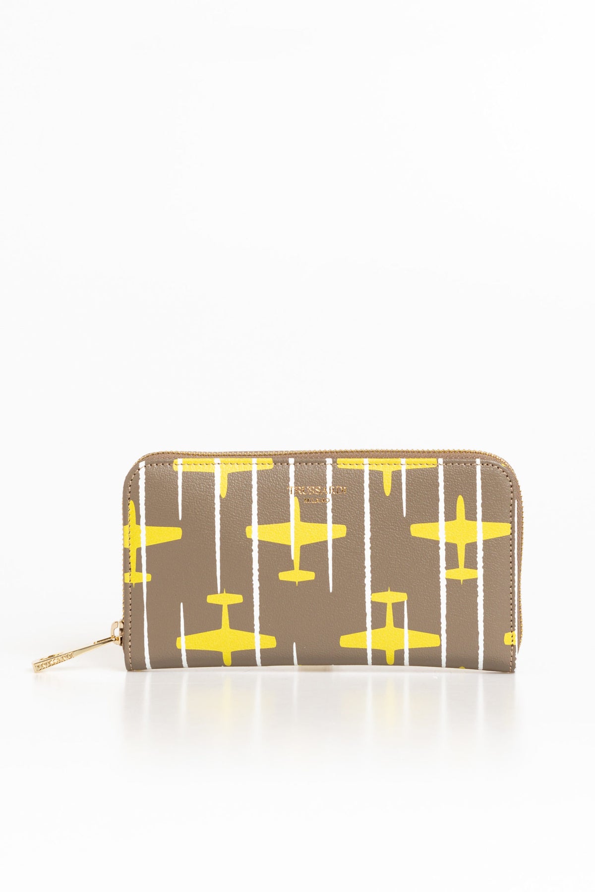 Trussardi Airplane-themed  Yellow Leather Wallet