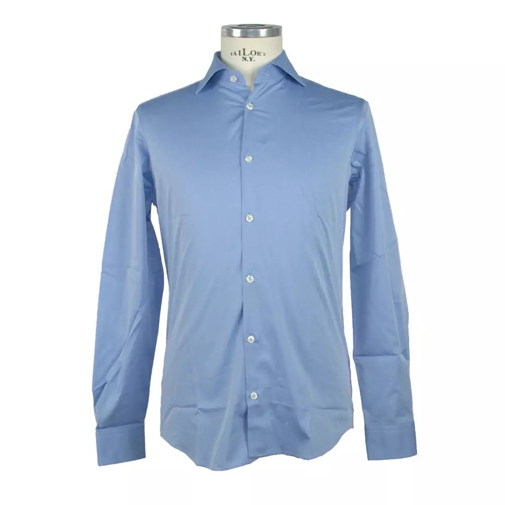 Made in Italy Elegance Unleashed Light Blue Cotton Shirt