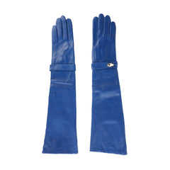 Blue Lamb Leather Cavalli Gloves