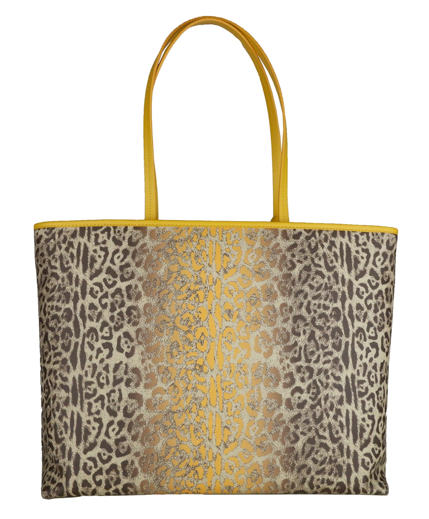 Yellow Pvc Leopard Texture Shopping Handbag