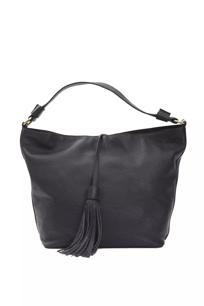 Pompei Donatella Chic Gray Leather Shoulder Bag with Logo Detailing