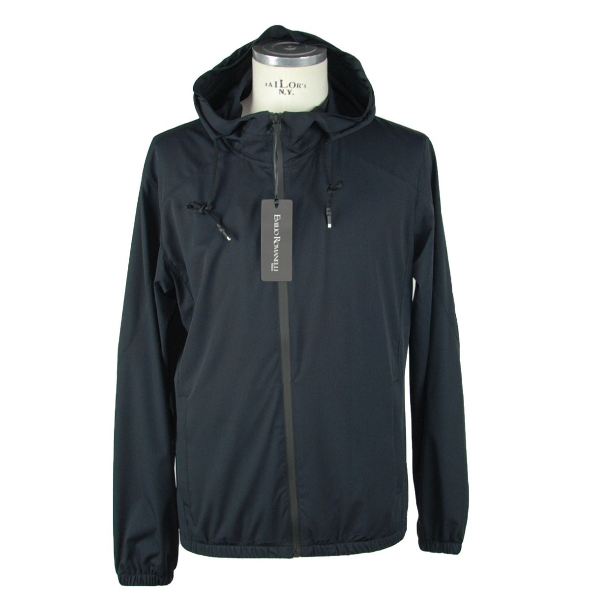 Emilio Romanelli Sleek Hooded Full Zip Jacket in Black