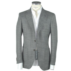Emilio Romanelli Elegant Gray Slim Wool-Linen Blend Blazer