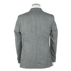 Emilio Romanelli Elegant Gray Slim Wool-Linen Blend Blazer